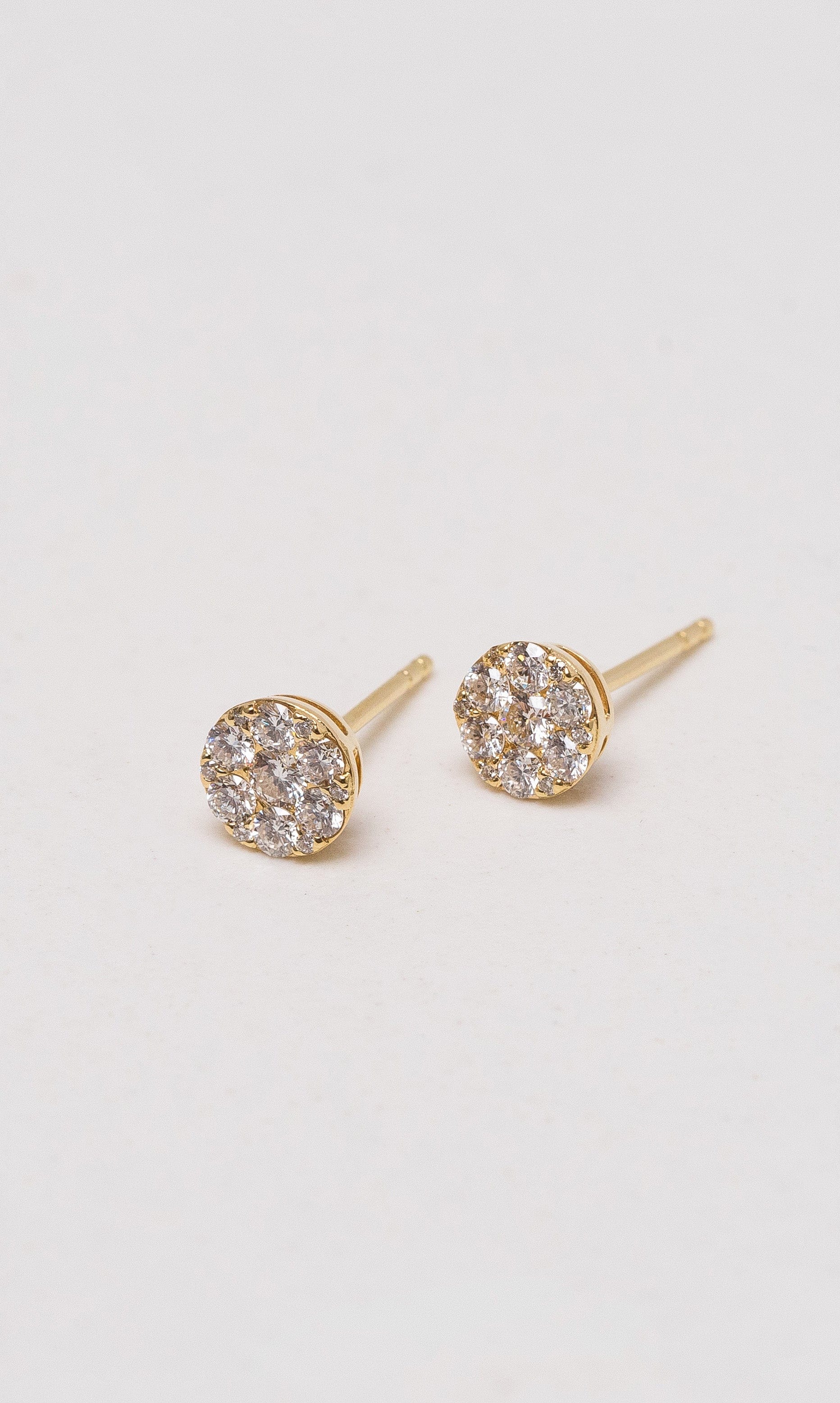 Hogans Family Jewellers 18K YG Diamond Cluster Stud Earrings
