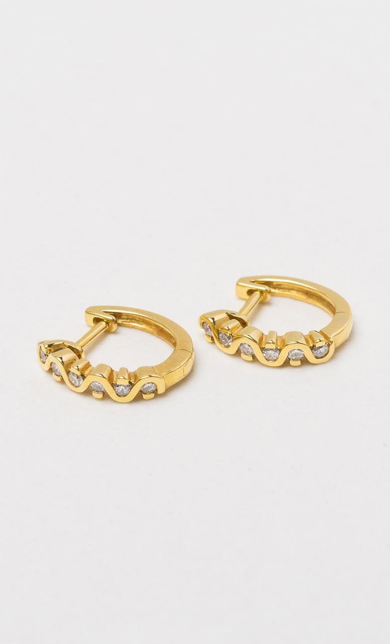 Hogans Family Jewellers 18K YG Diamond Hoop Earrings