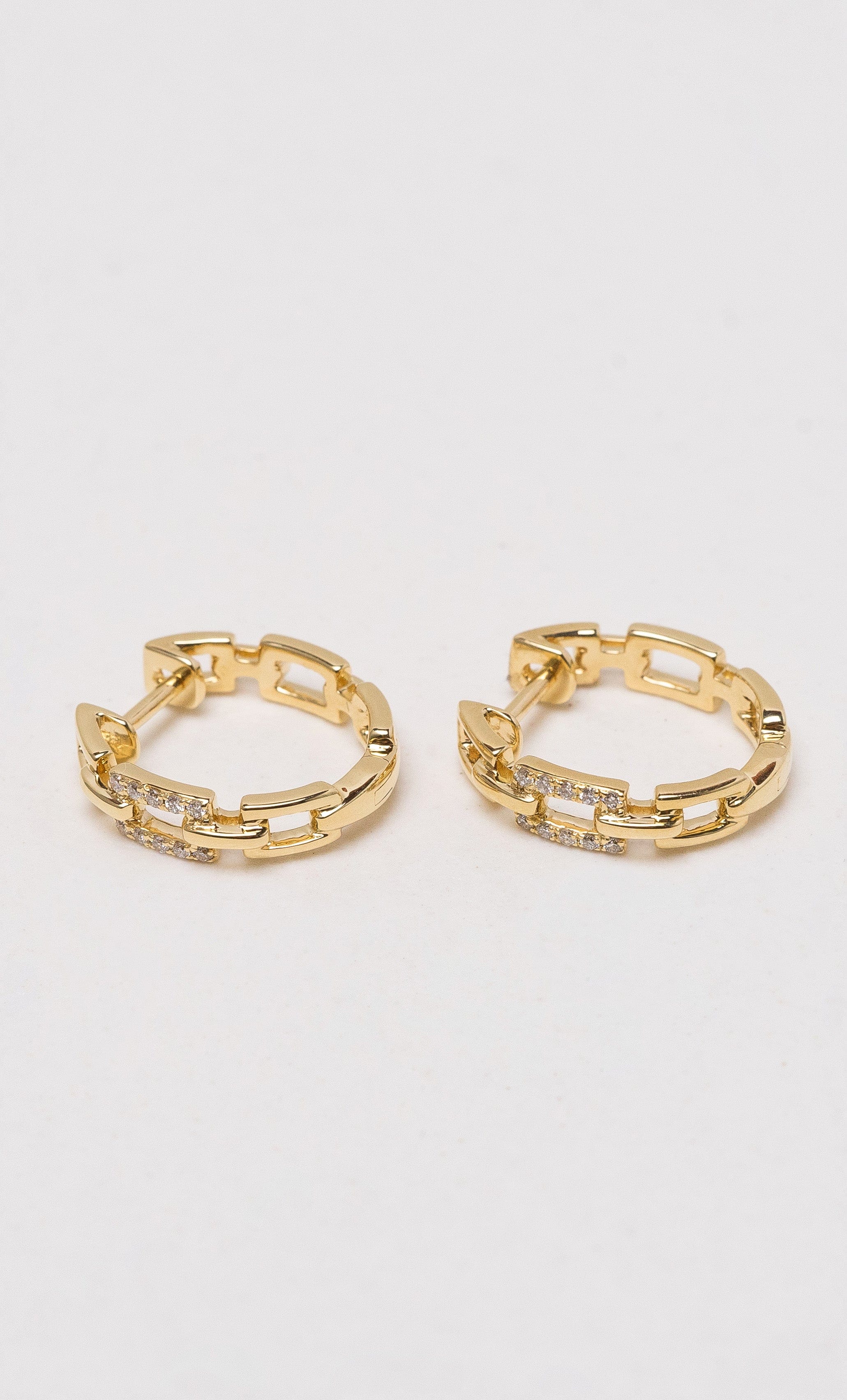Hogans Family Jewellers 18K YG Diamond Huggie Link Earrings