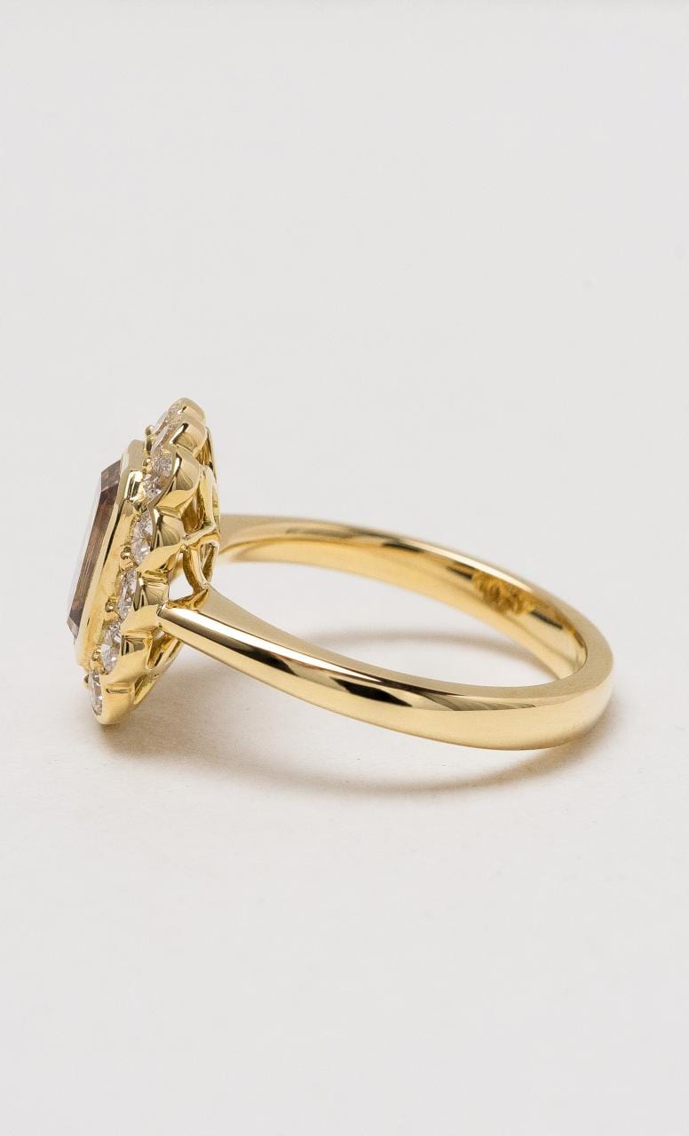 Hogans Family Jewellers 18K YG Emerald Cut Champagne Diamond Ring