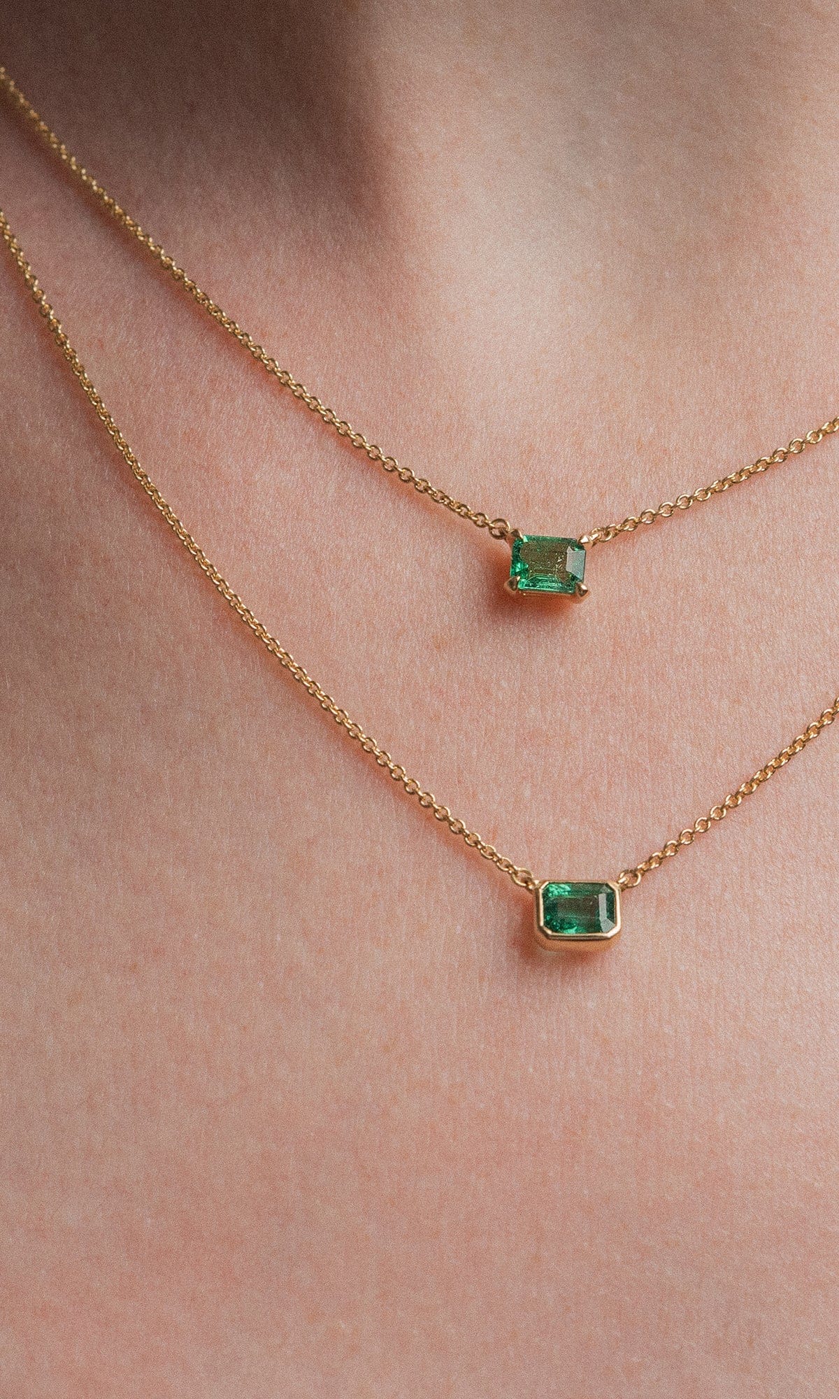 Hogans Family Jewellers 18K YG Emerald Cut Zambian Emerald Solitaire Necklace