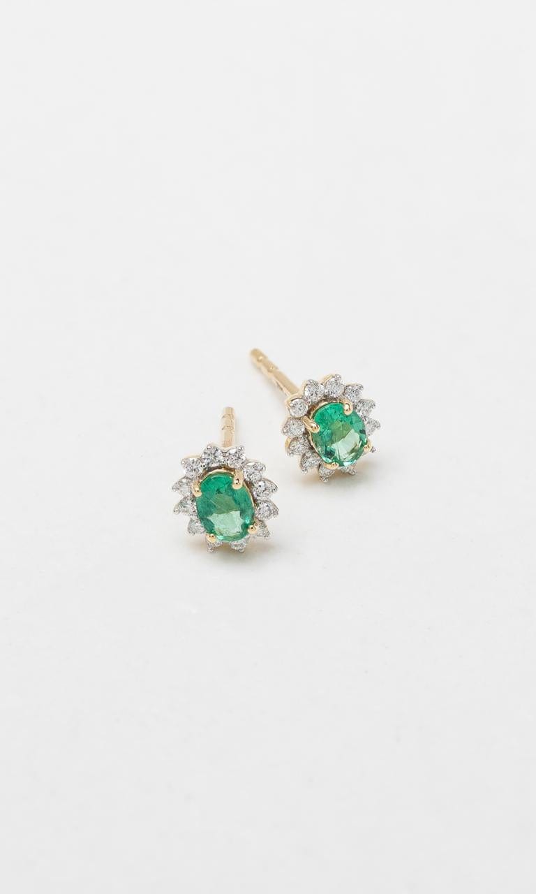Hogans Family Jewellers 18K YG Emerald & Diamond Stud Earrings