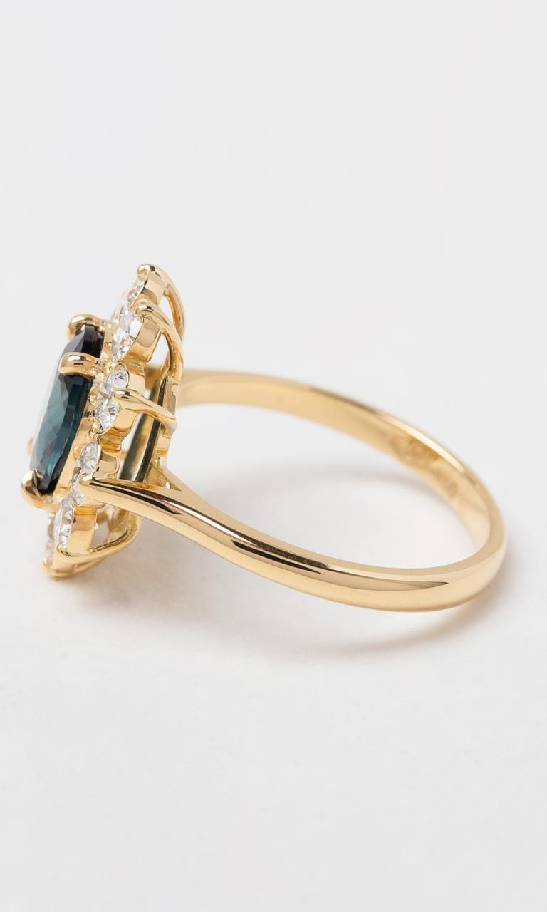 Hogans Family Jewellers 18K YG Oval Cut Australian Sapphire Halo Ring