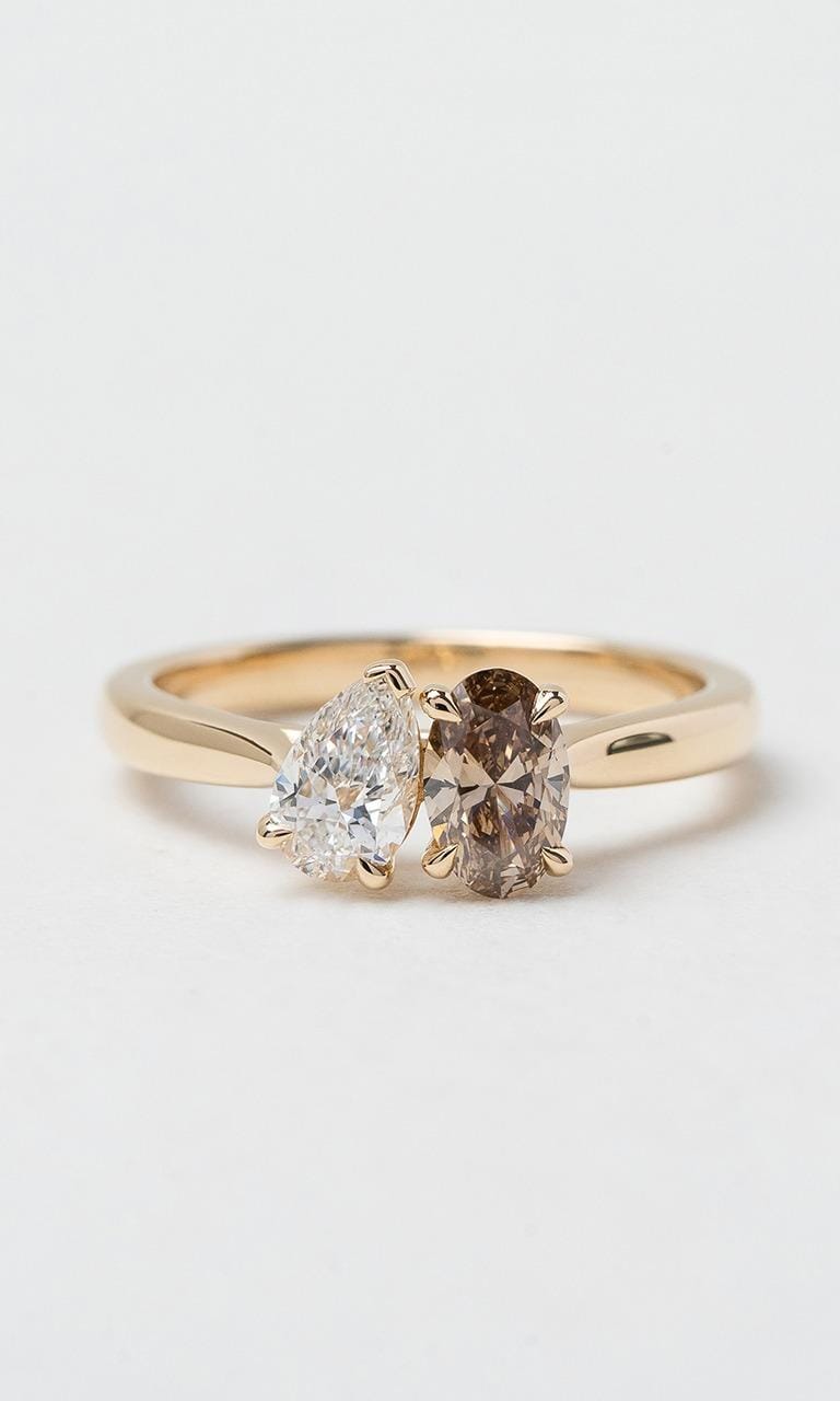 Hogans Family Jewellers 18K YG Oval Cut Champagne Diamond Toi et Moi Ring