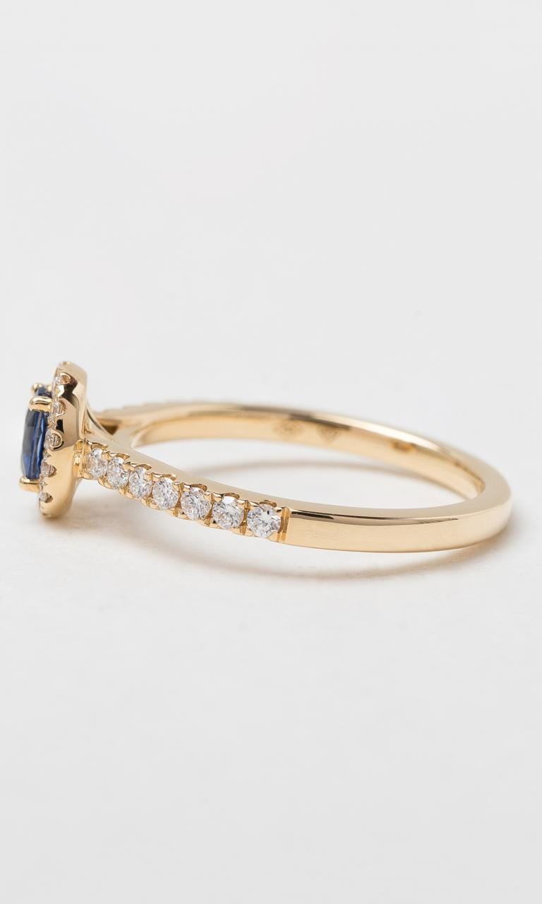 Hogans Family Jewellers 18K YG Oval Cut Sapphire Halo Ring