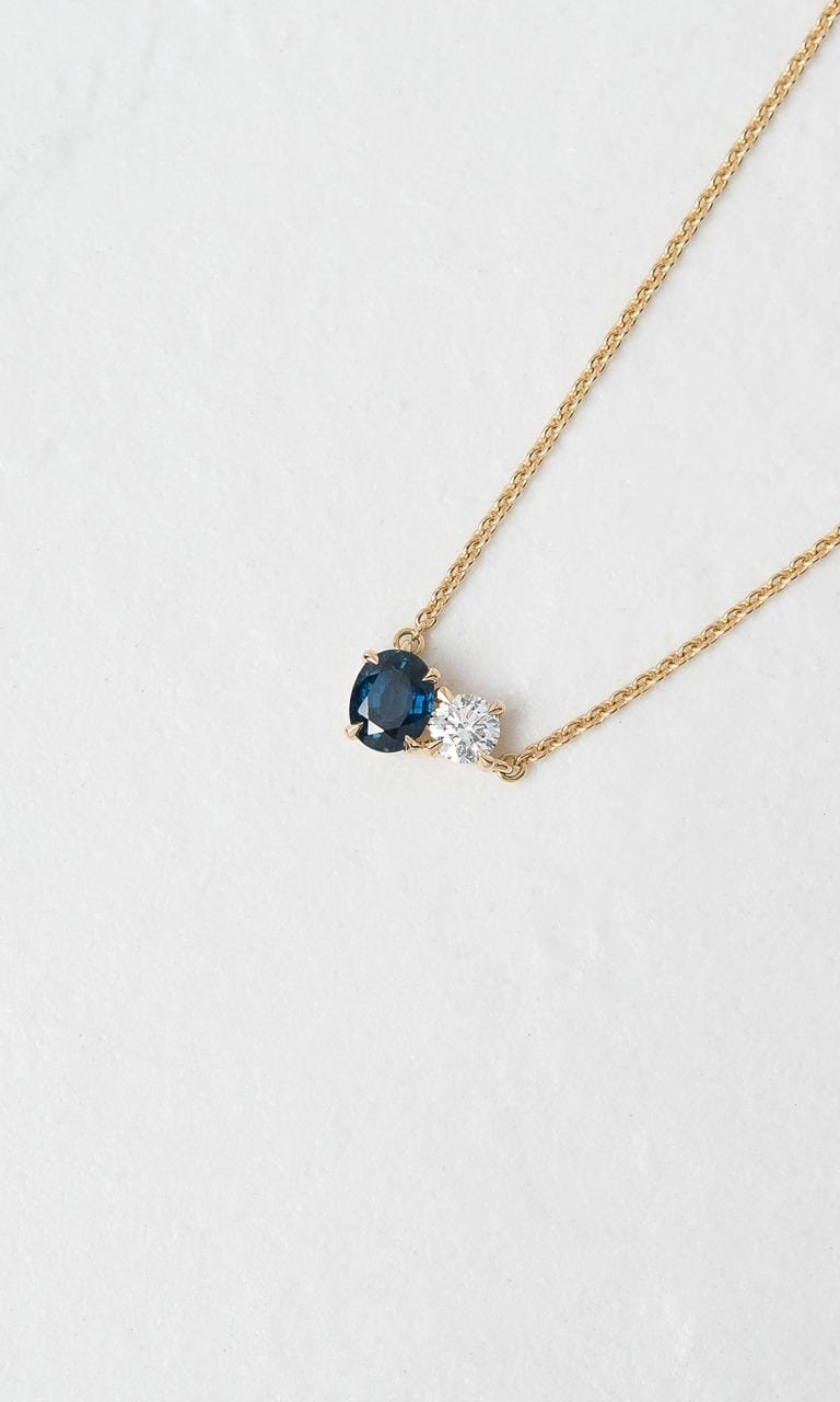 Hogans Family Jewellers 18K YG Oval Cut Sapphire Toi et Moi Necklace