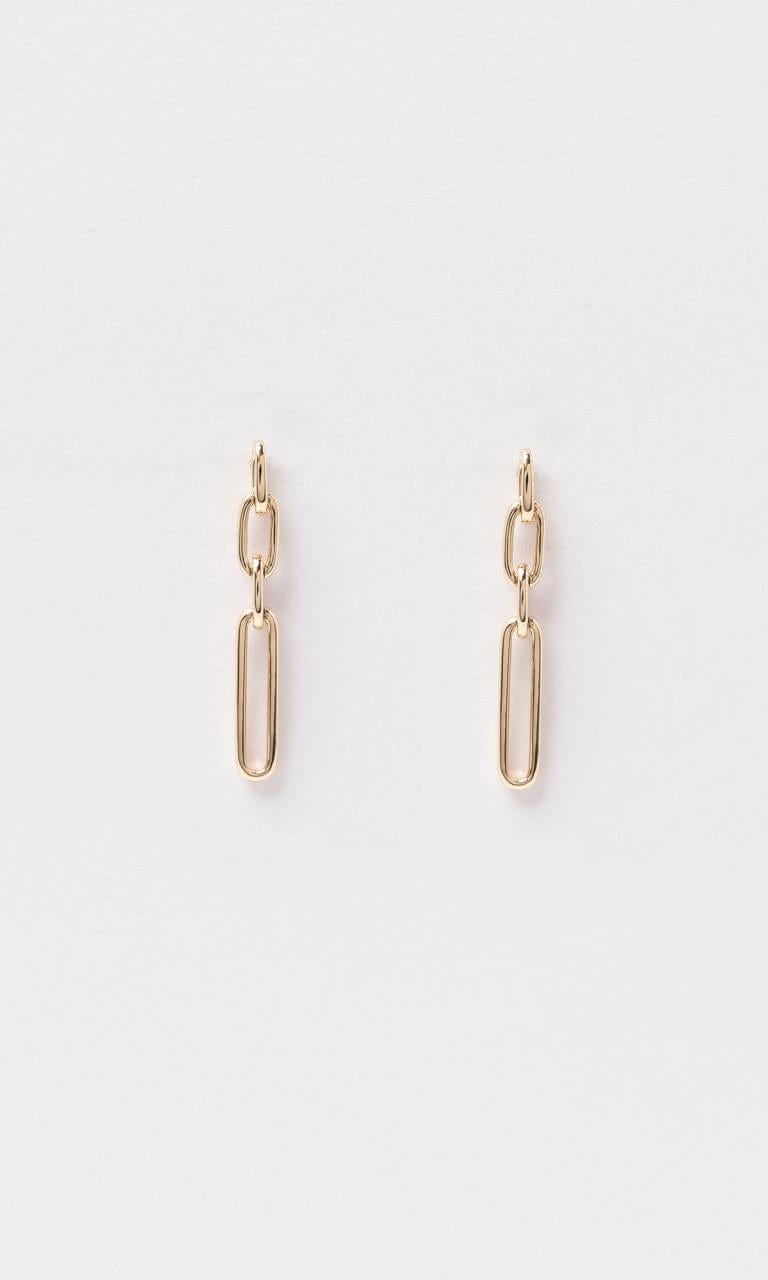Hogans Family Jewellers 18K YG Paperclip Drop Stud Earrings