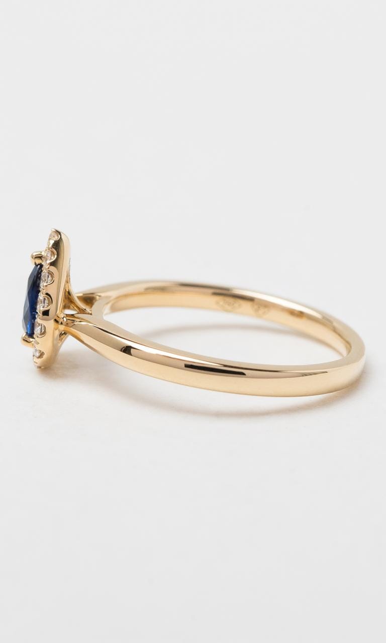 Hogans Family Jewellers 18K YG Pear Cut Sapphire Halo Ring