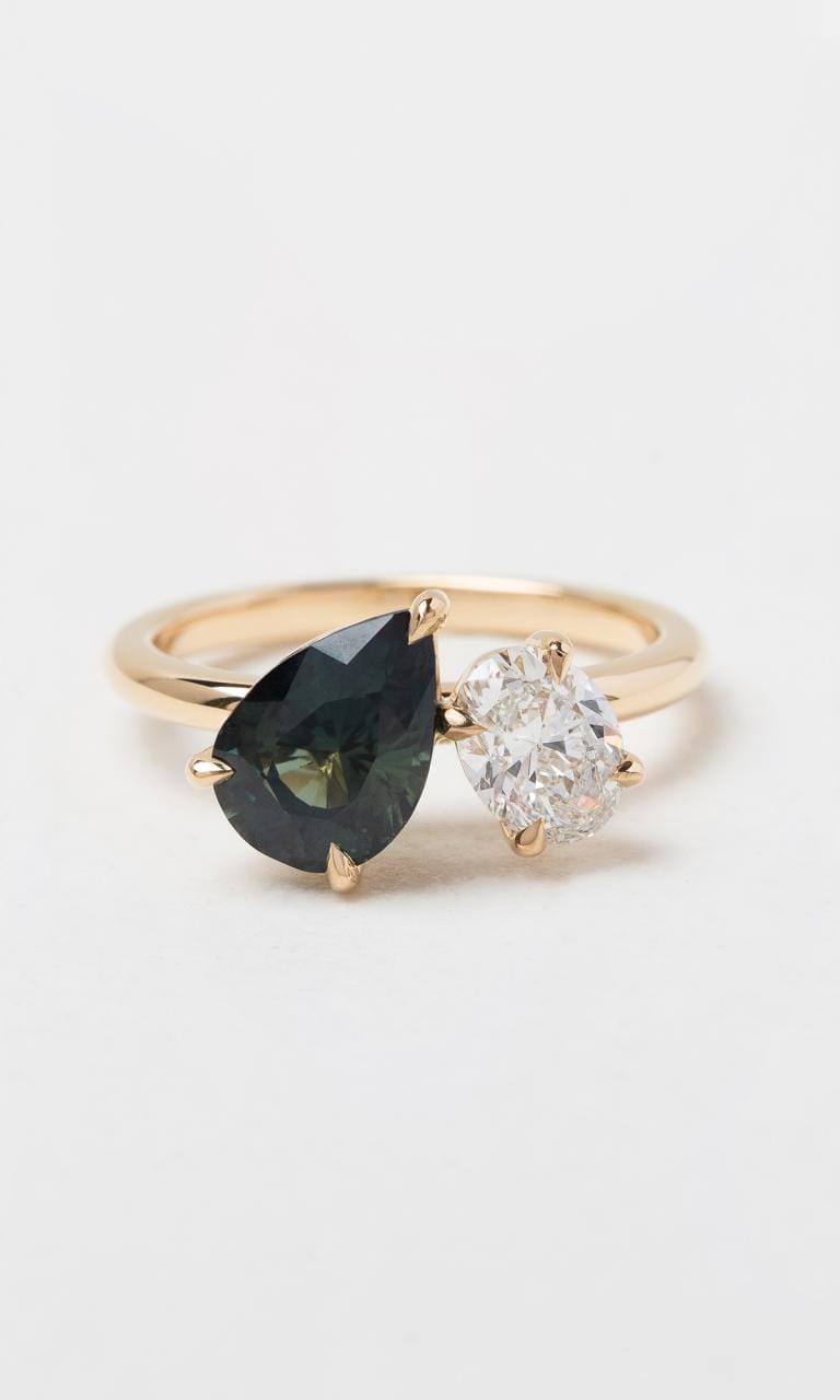 Hogans Family Jewellers 18K YG Pear Cut Sapphire Toi et Moi Ring