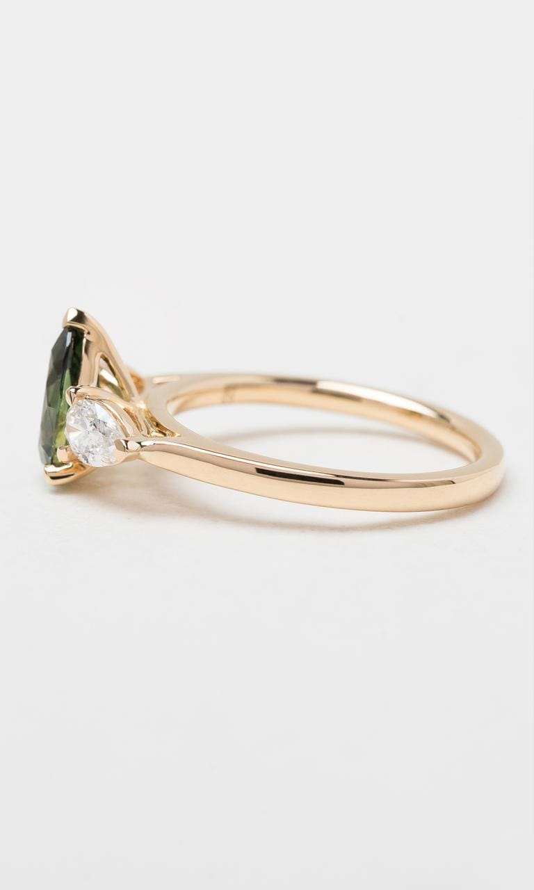 Hogans Family Jewellers 18K YG Pear Cut Sapphire Trilogy Ring
