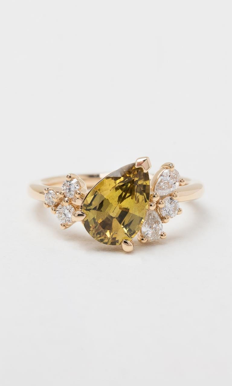 Hogans Family Jewellers 18K YG Pear Cut Yellow Sapphire Cluster Ring