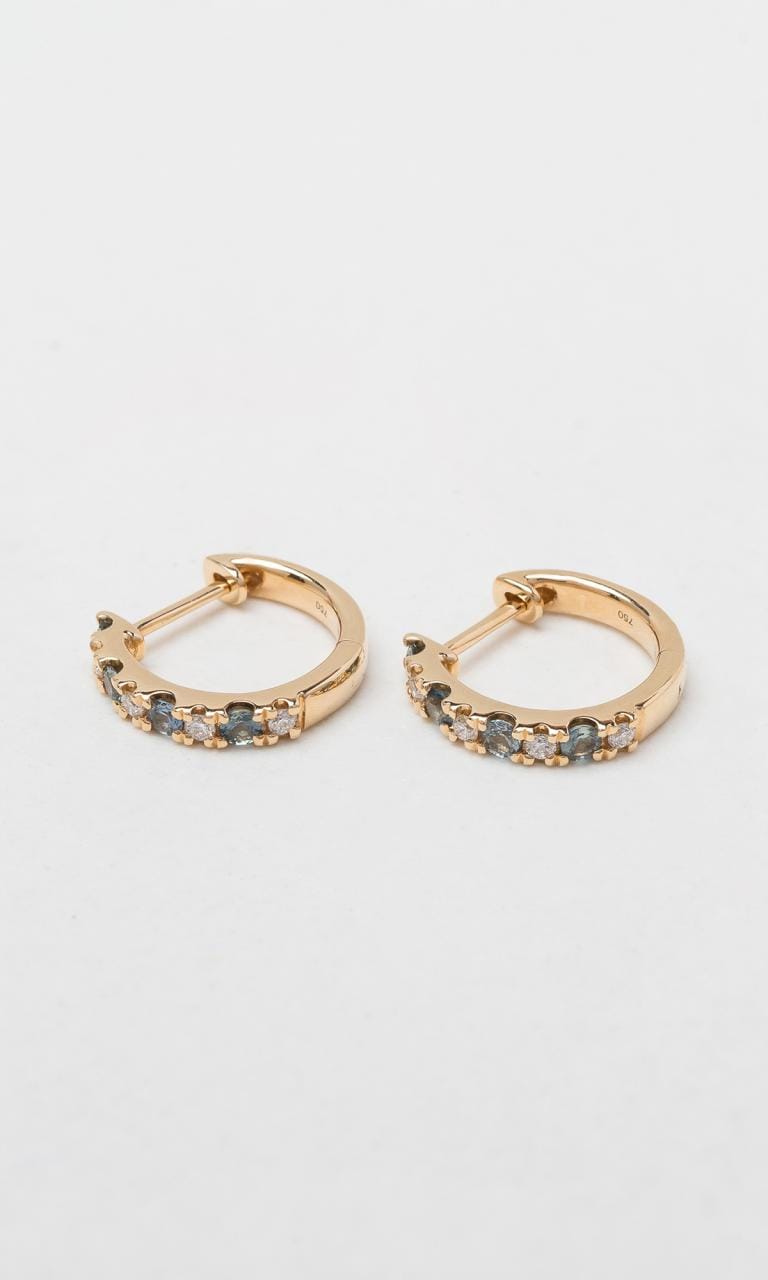 Hogans Family Jewellers 18K YG Round Brilliant Cut Sapphire Huggie Earrings