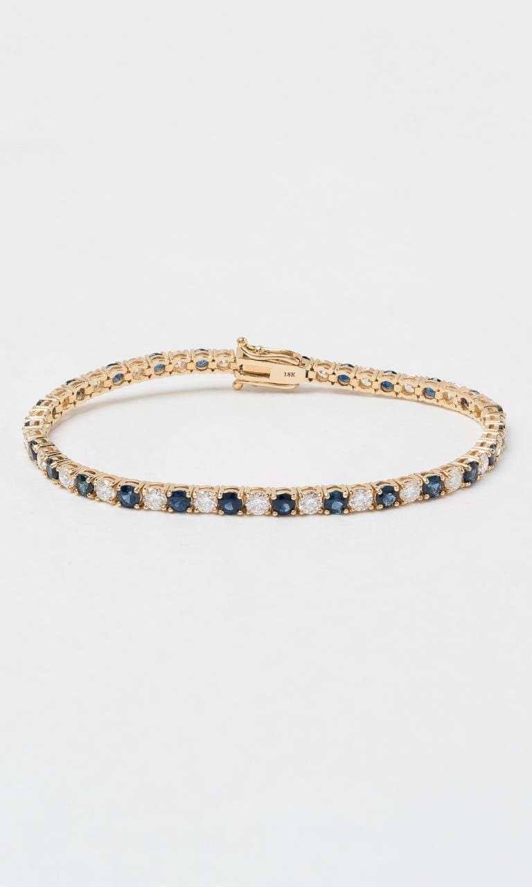 Hogans Family Jewellers 18K YG Round Brilliant Cut Sapphire Tennis Bracelet