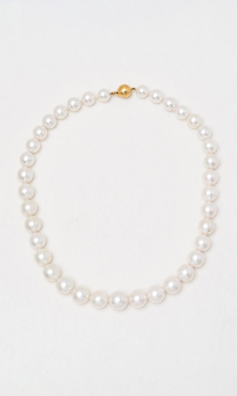 Hogans Family Jewellers 18K YG South Sea Pearl Necklace With Diamond Set Clasp