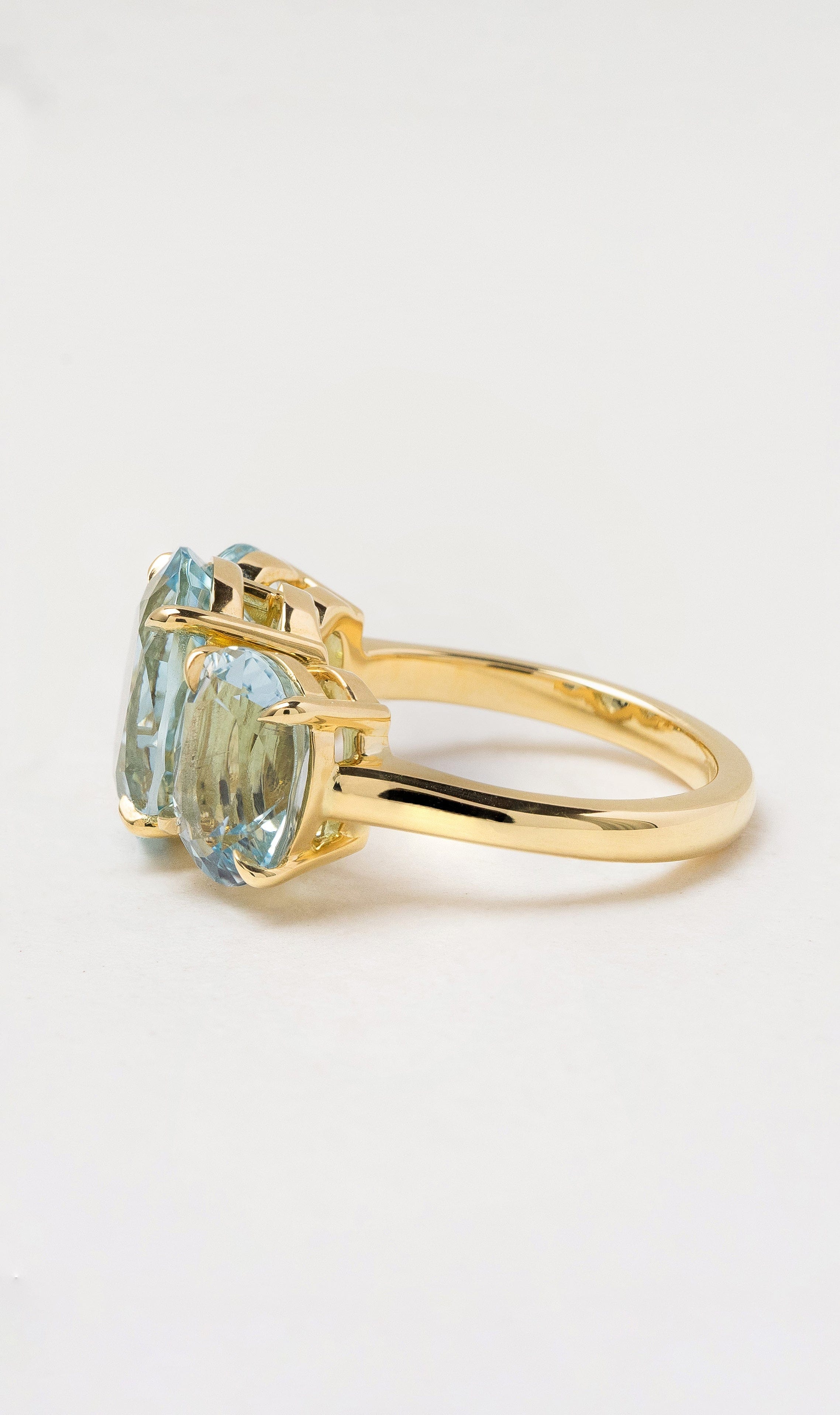 Hogans Family Jewellers 18K YG Trilogy Aquamarine Ring