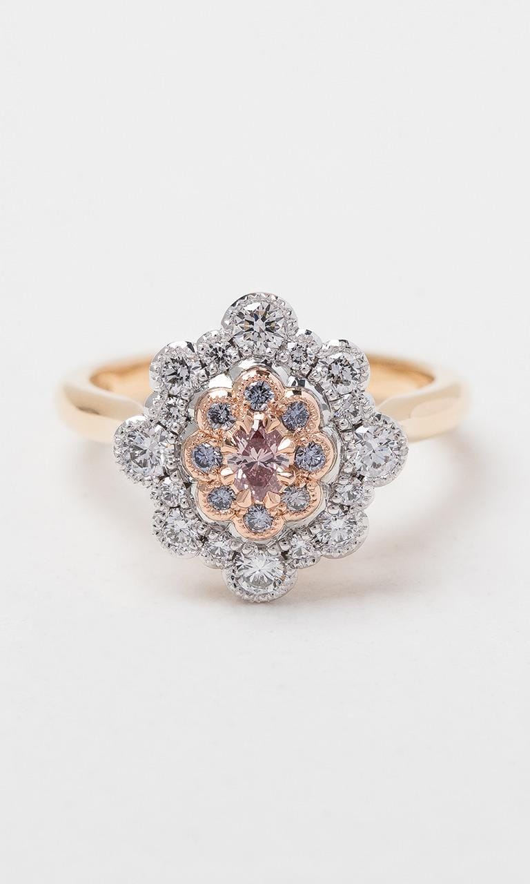Hogans Family Jewellers 18K YRWG Argyle-certified Pink & Blue Diamond Cluster Ring