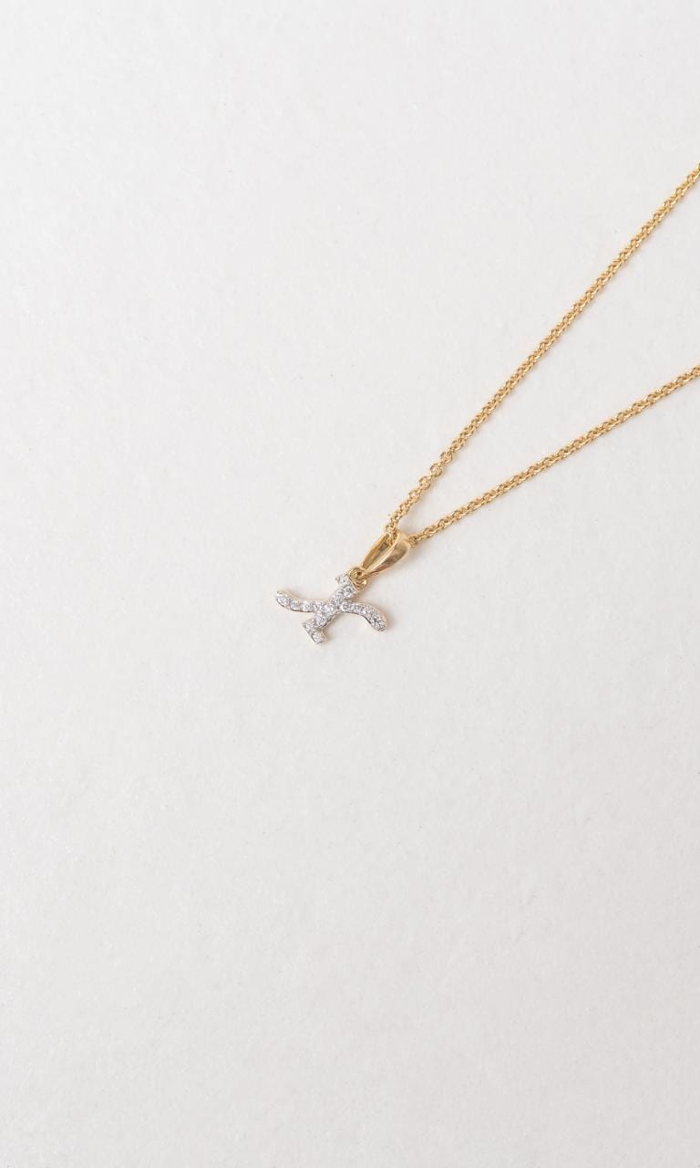 Hogans Family Jewellers 18K YWG 0.05ct TDW 'X' Initial Diamond Set Pendant