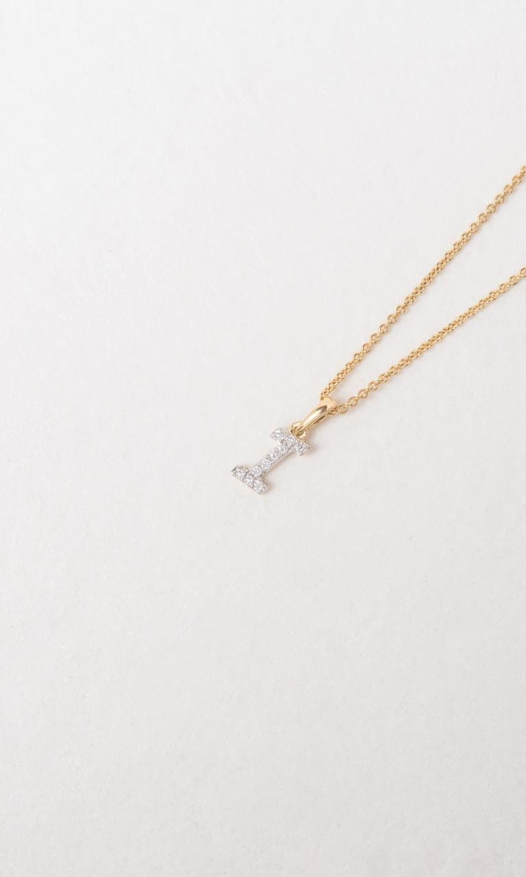 Hogans Family Jewellers 18K YWG 0.07ct TDW 'I' Initial Diamond Set Pendant