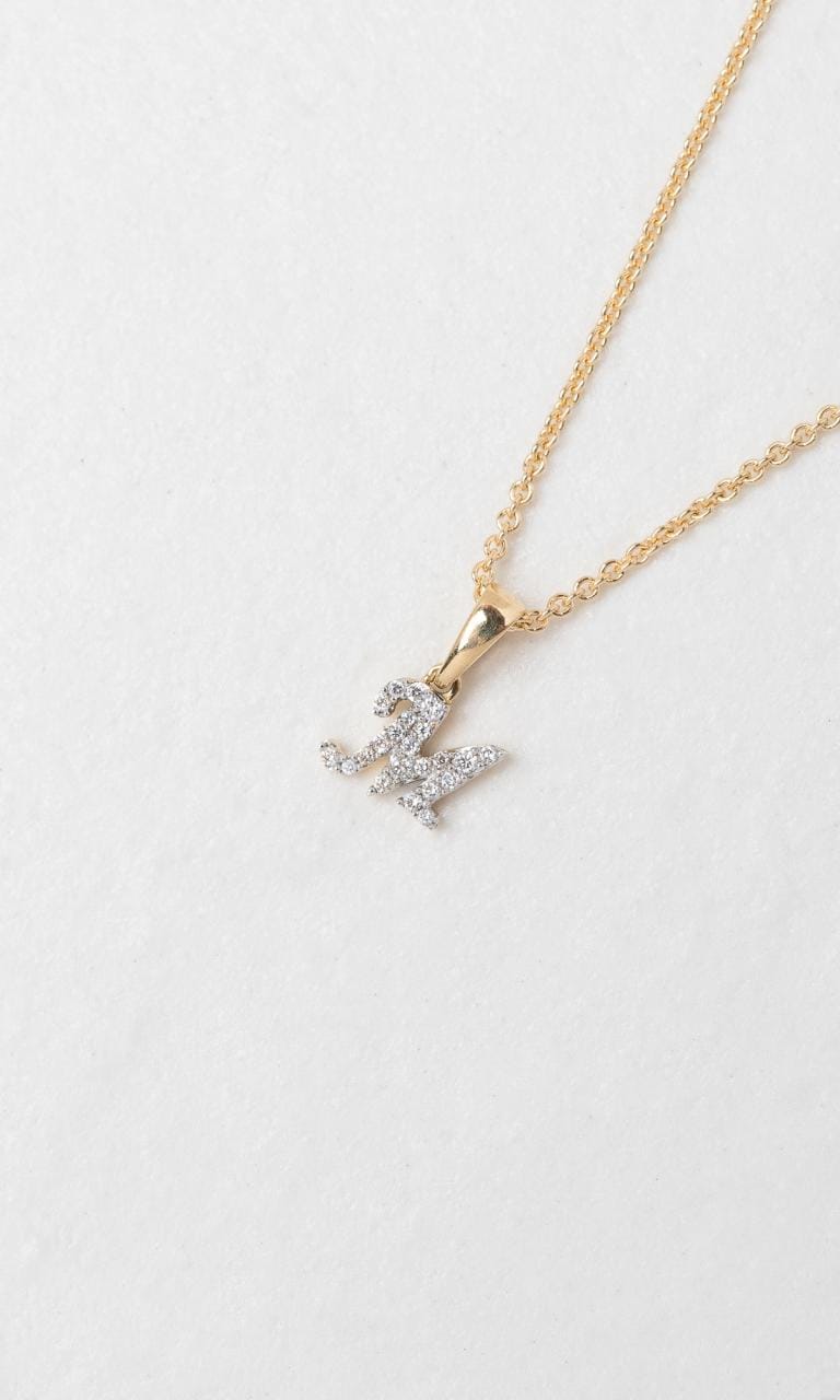 Hogans Family Jewellers 18K YWG 0.07ct TDW 'M' Initial Diamond Set Pendant