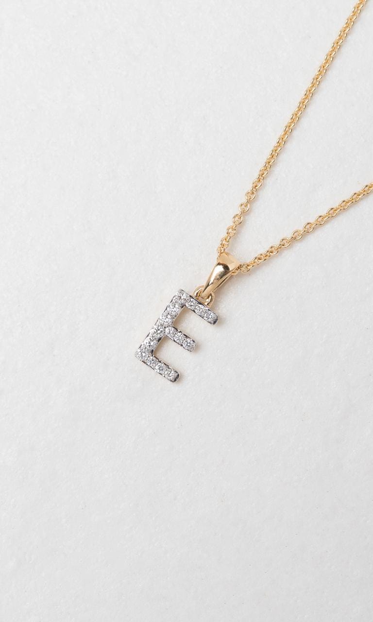 Hogans Family Jewellers 18K YWG 0.095ct TDW 'E' Initial Diamond Set Pendant