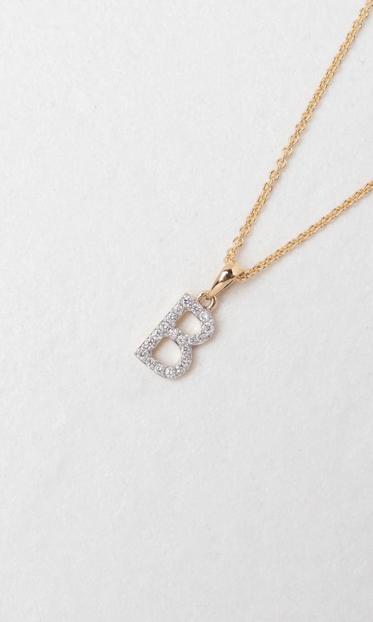 Hogans Family Jewellers 18K YWG 0.09ct TDW 'B' Initial Diamond Set Pendant