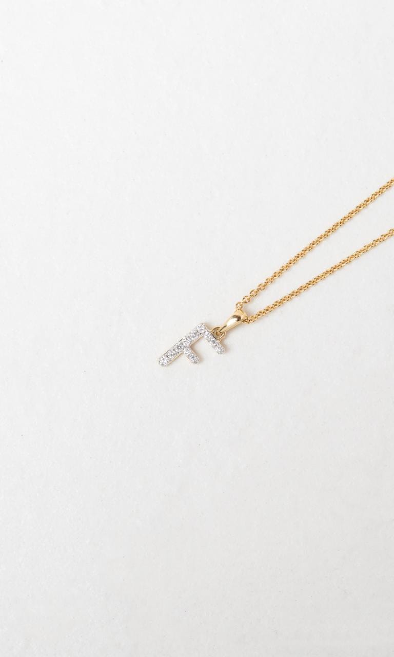 Hogans Family Jewellers 18K YWG 0.09ct TDW 'F' Initial Diamond Set Pendant