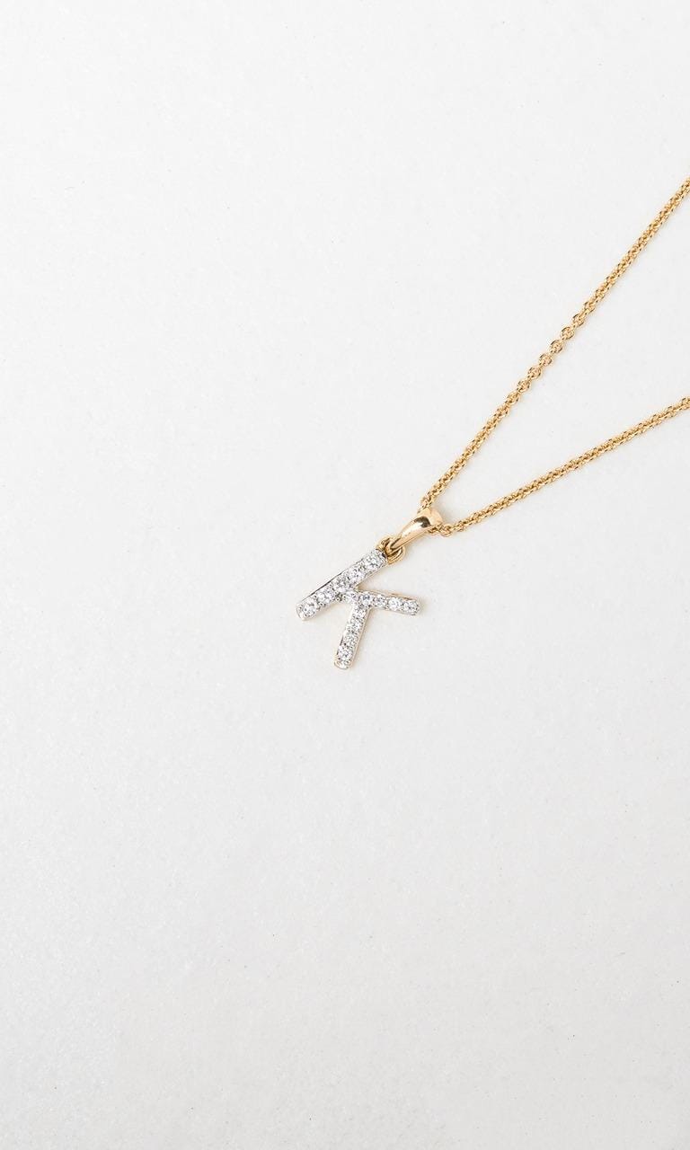 Hogans Family Jewellers 18K YWG 0.09ct TDW 'K' Initial Diamond Set Pendant