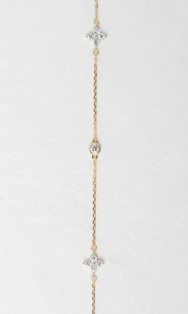 Hogans Family Jewellers 18K YWG 0.09ct TDW Round Brilliant Cut Clover Diamond Lariat Necklace