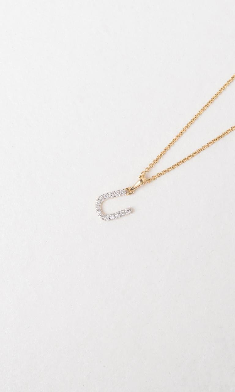 Hogans Family Jewellers 18K YWG 0.09ct TDW 'U' Initial Diamond Set Pendant