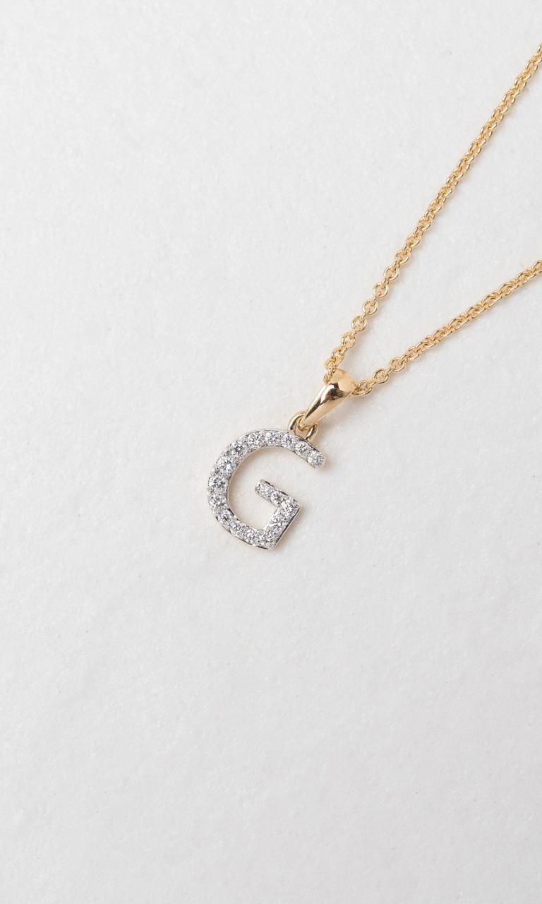 Hogans Family Jewellers 18K YWG 0.103ct TDW 'G' Initial Diamond Set Pendant