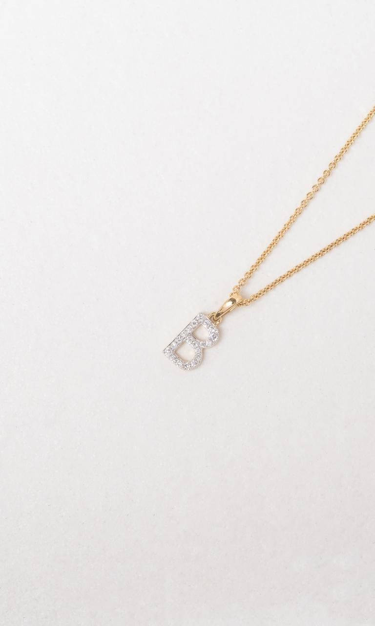 Hogans Family Jewellers 18K YWG 0.10ct TDW 'B' Initial Diamond Set Pendant