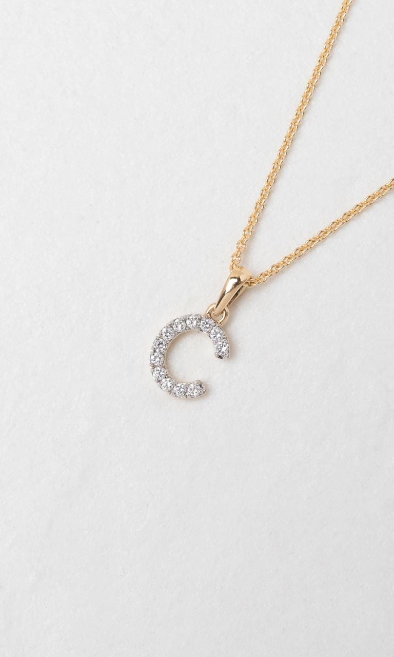 Hogans Family Jewellers 18K YWG 0.10ct TDW 'C' Initial Diamond Set Pendant