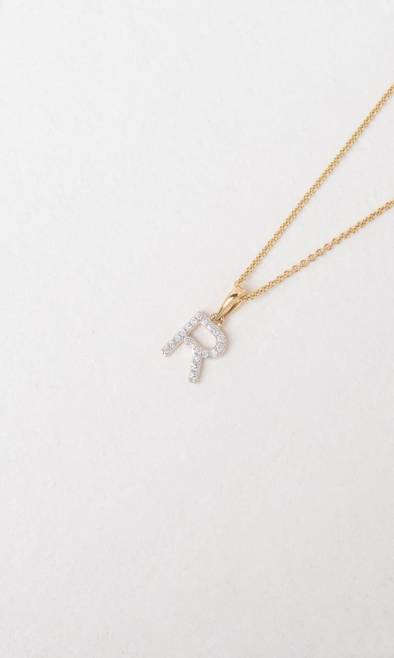 Hogans Family Jewellers 18K YWG 0.10ct TDW 'R' Initial Diamond Set Pendant