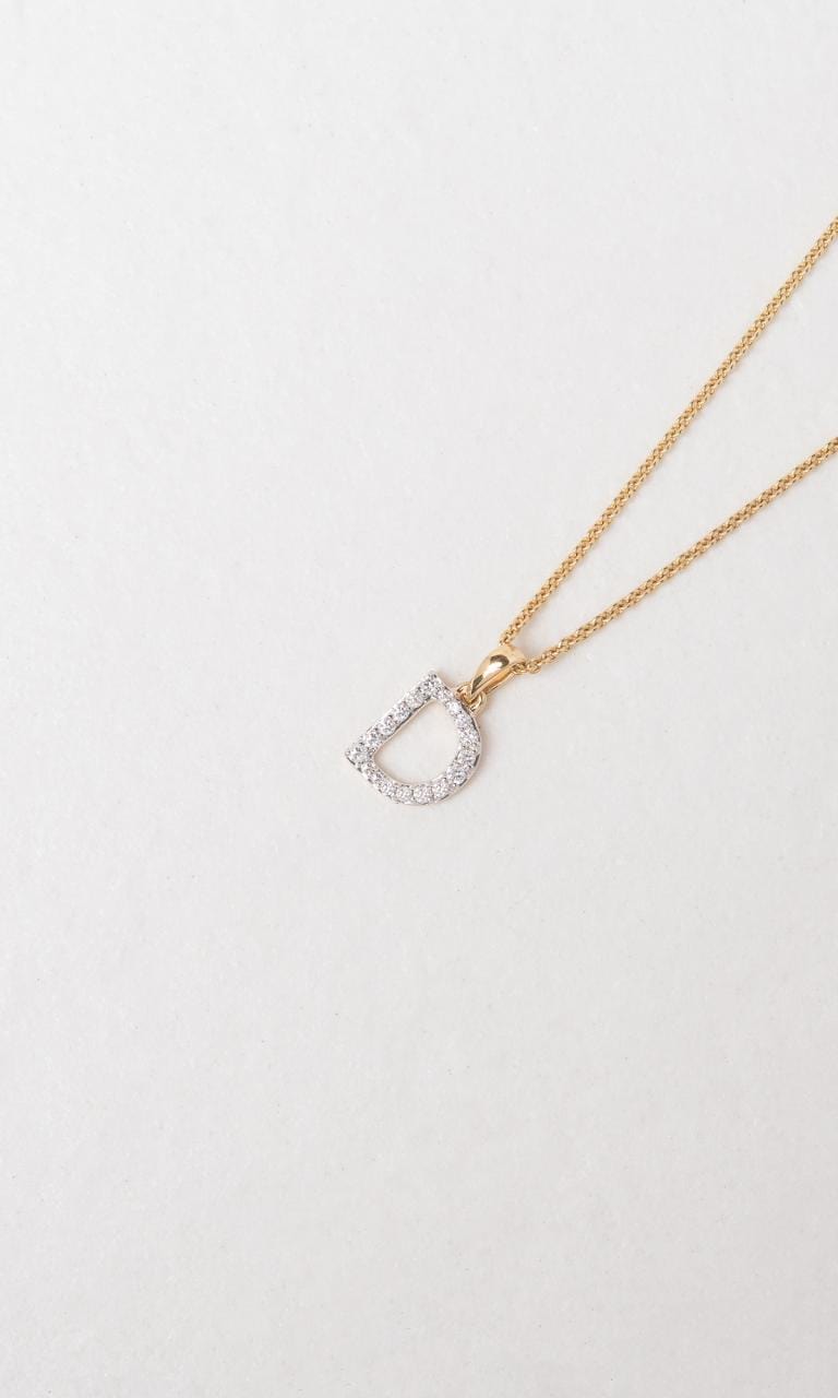 Hogans Family Jewellers 18K YWG 0.135ct TDW 'D' Initial Diamond Set Pendant
