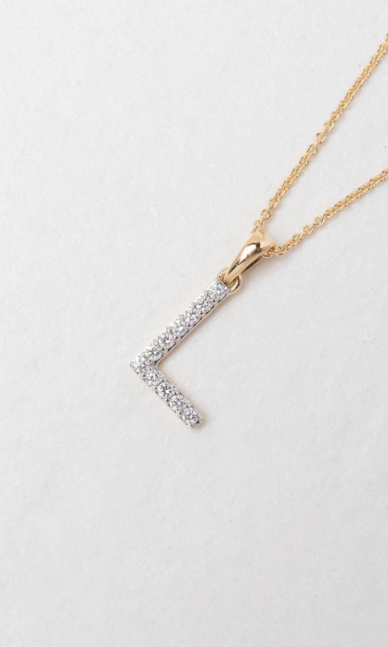 Hogans Family Jewellers 18K YWG 0.19ct TDW 'L' Initial Diamond Set Pendant