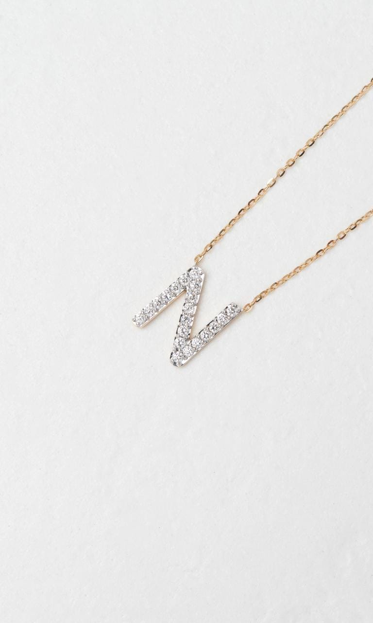 Hogans Family Jewellers 18K YWG 0.37ct TDW 'N' Initial Diamond Set Necklace