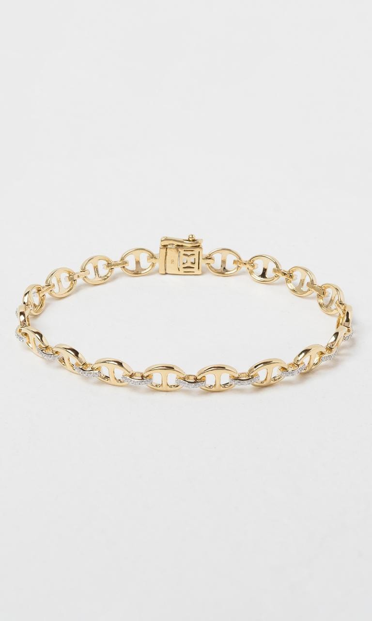 Hogans Family Jewellers 18K YWG 0.50ct TDW Round Brilliant Cut Diamond Anchor Link Bracelet