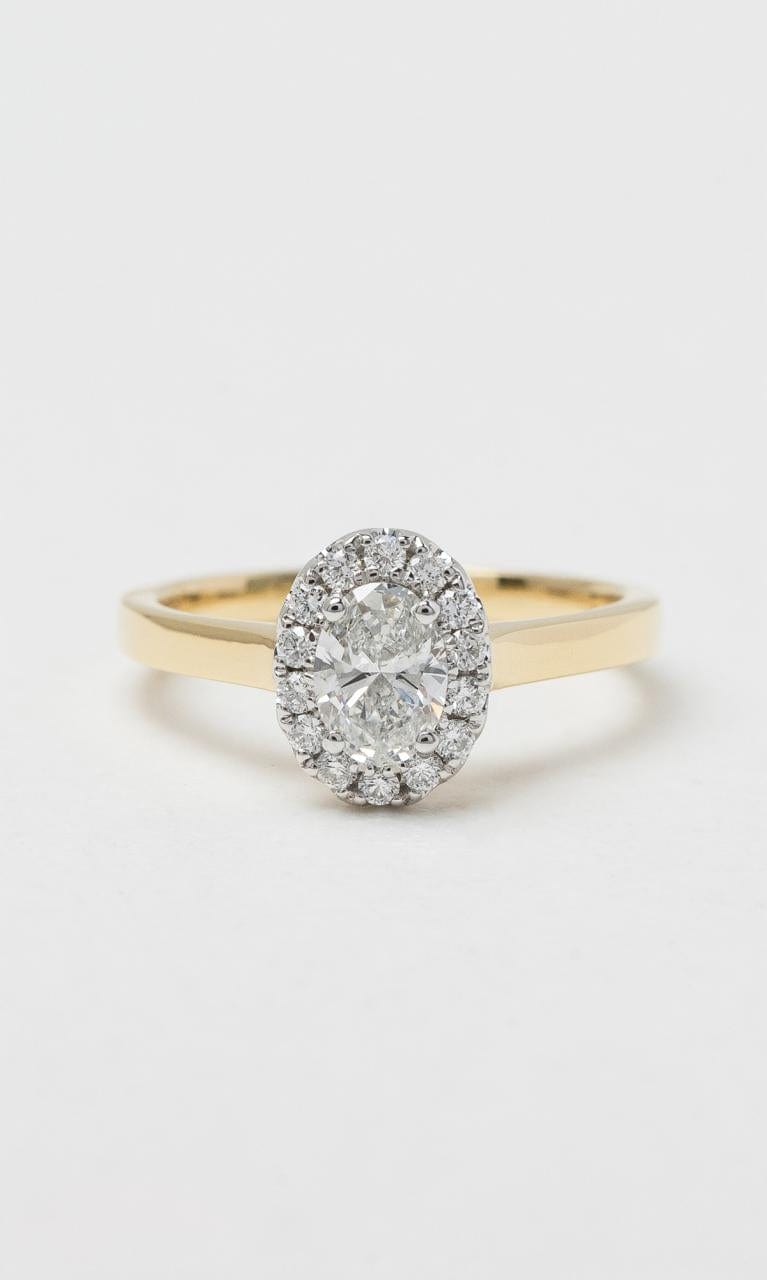 Hogans Family Jewellers 18K YWG 0.66ct TDW Oval Cut Diamond Halo Ring