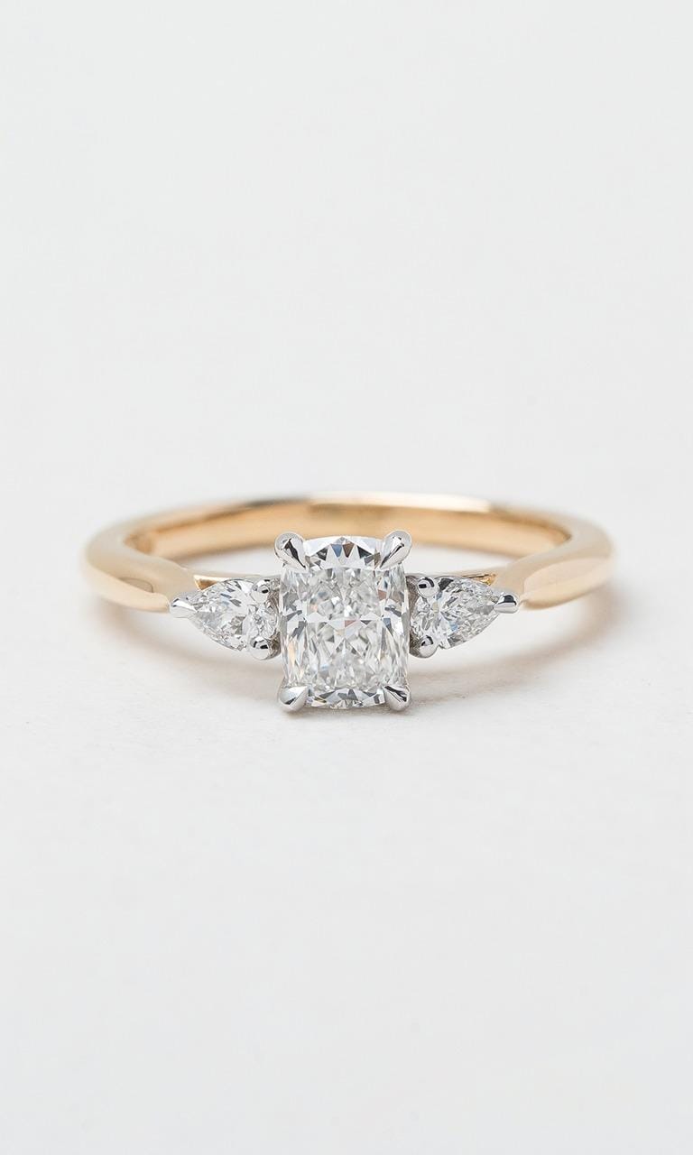 Hogans Family Jewellers 18K YWG 0.78ct TDW Cushion Cut Diamond Trilogy Ring