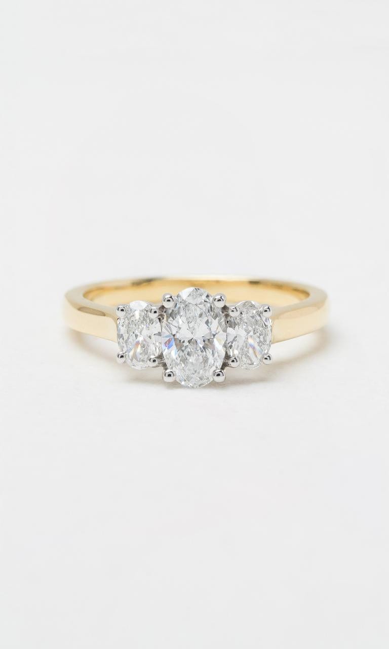 Hogans Family Jewellers 18K YWG 1.00ct TDW Oval Cut Diamond Trilogy Ring