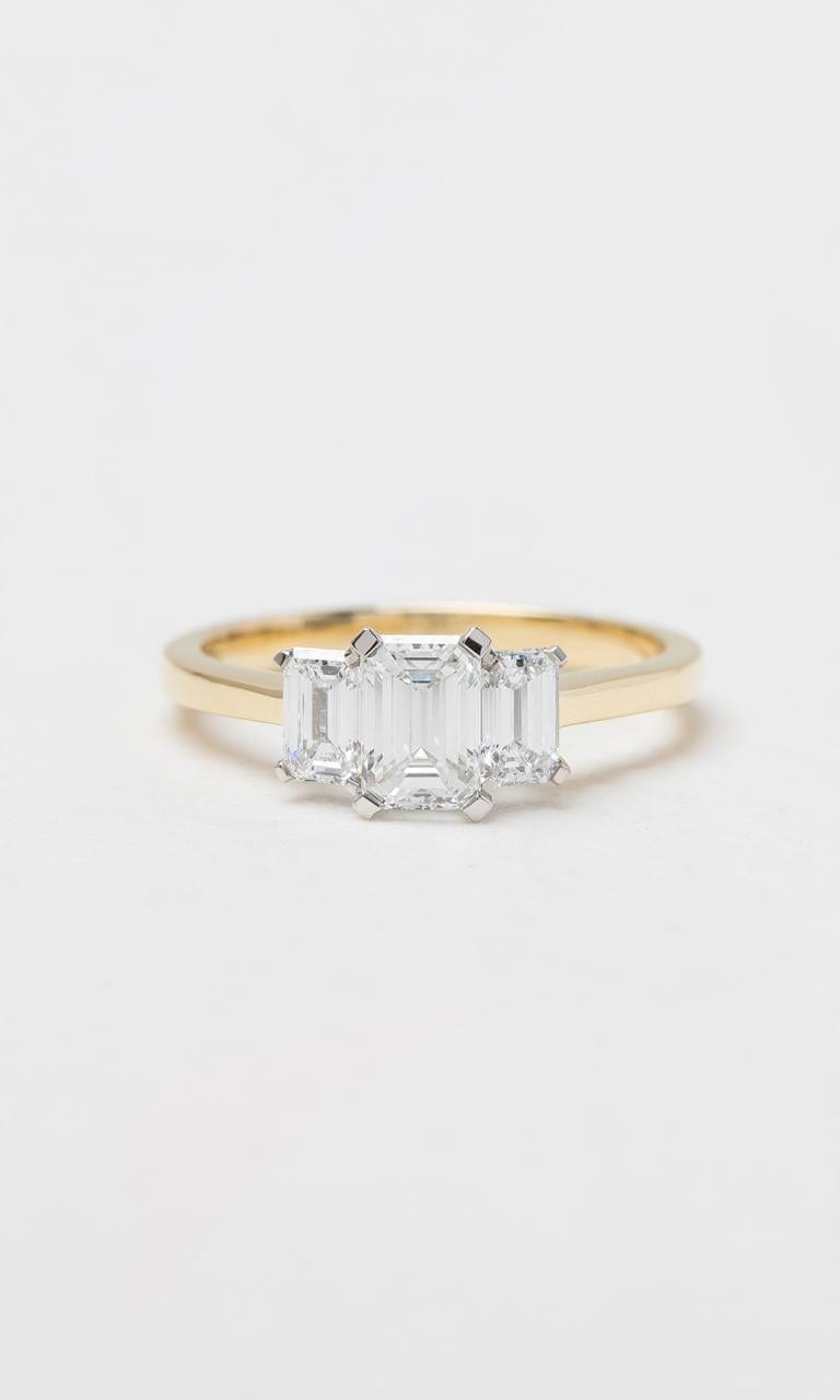Hogans Family Jewellers 18K YWG 1.02ct TDW Emerald Cut Diamond Trilogy Ring