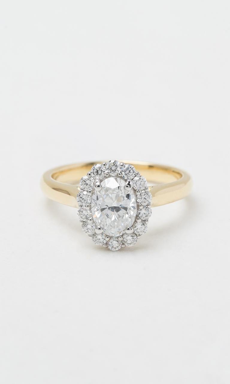 Hogans Family Jewellers 18K YWG 1.24ct TDW Oval Cut Diamond Halo Ring