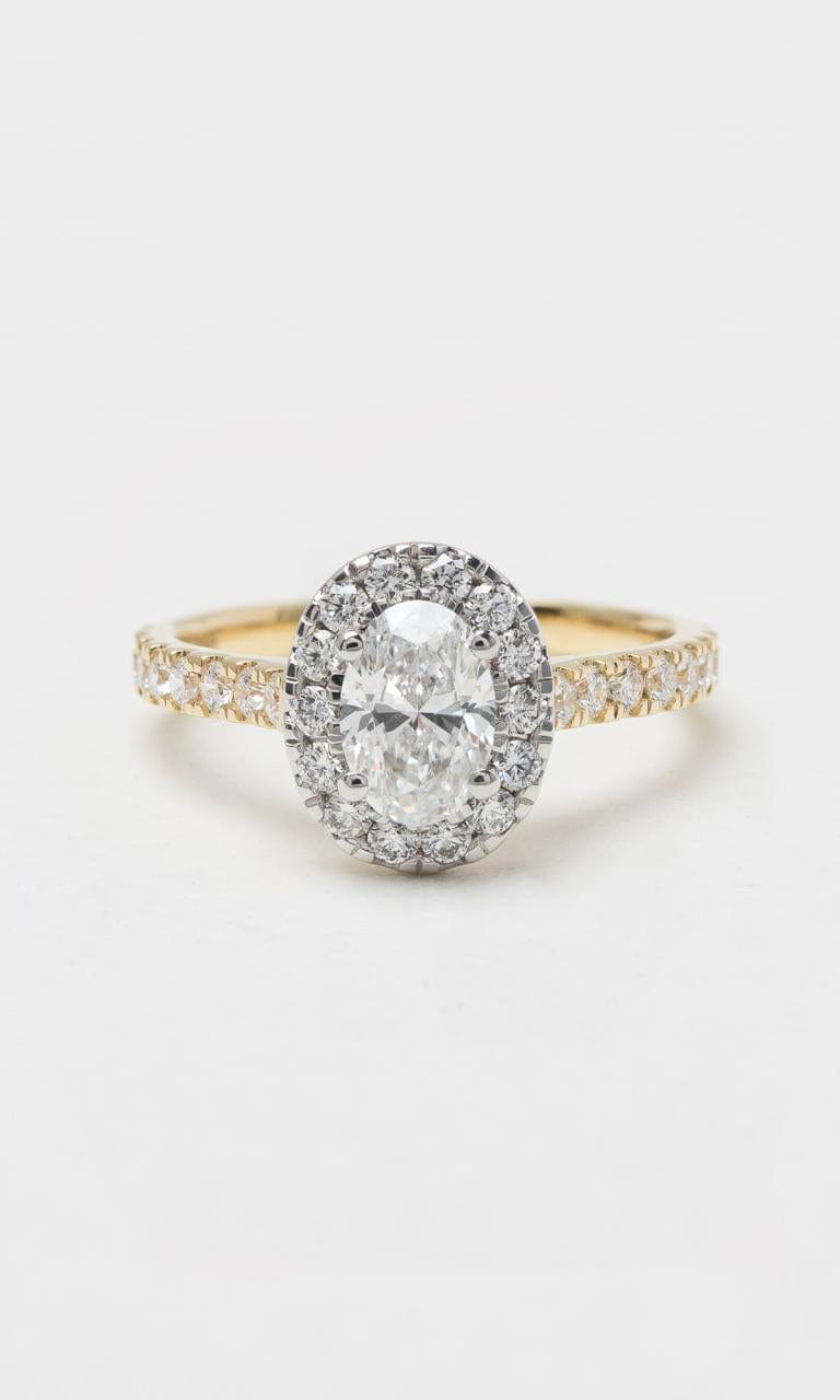 Hogans Family Jewellers 18K YWG 1.25ct TDW Oval Cut Diamond Halo Ring