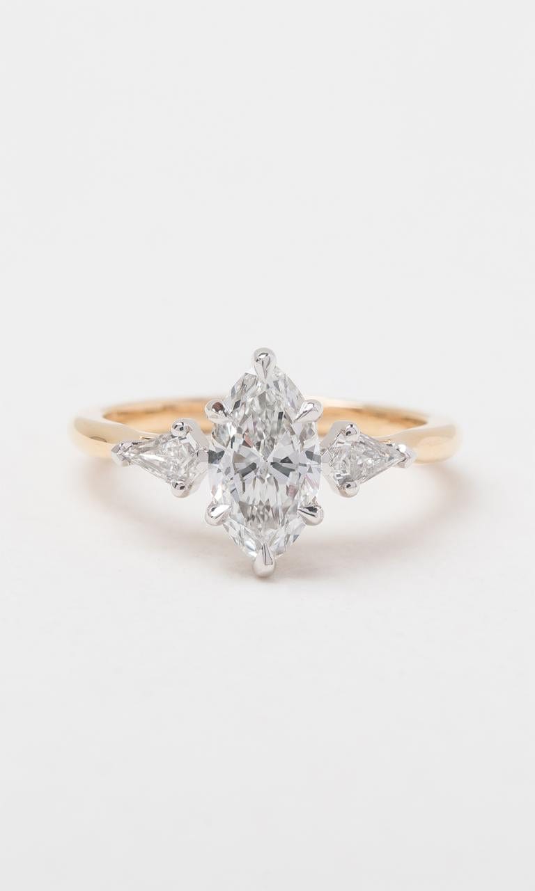 Hogans Family Jewellers 18K YWG 1.28ct TDW Marquise Cut Diamond Trilogy Ring