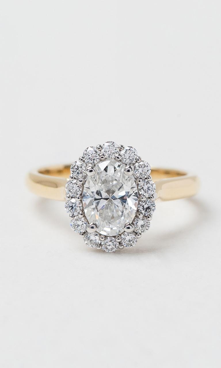 Hogans Family Jewellers 18K YWG 1.36ct TDW Oval Cut Diamond Halo Ring