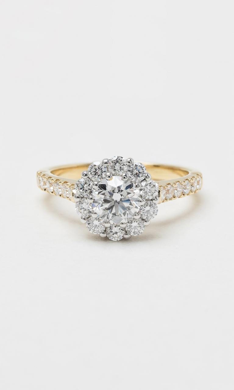 Hogans Family Jewellers 18K YWG 1.40ct TDW Round Brilliant Diamond Halo Ring