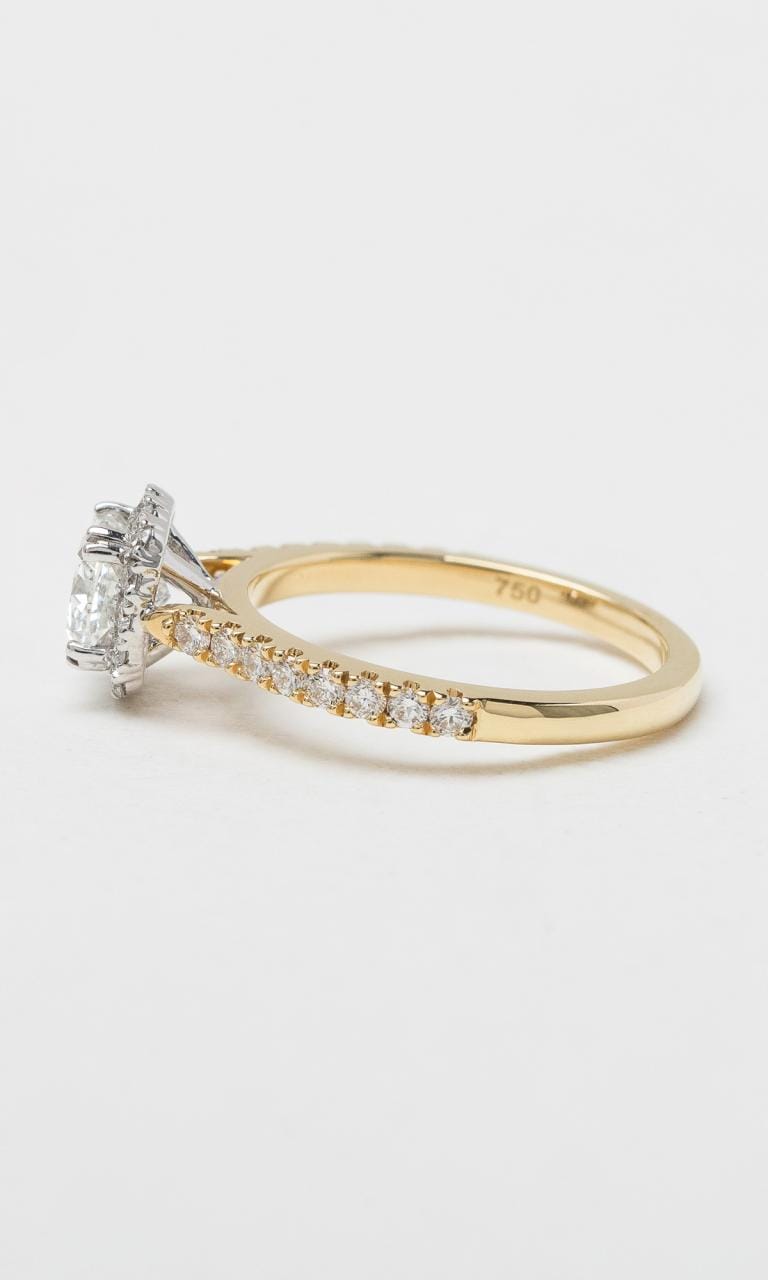 Hogans Family Jewellers 18K YWG 1.47ct TDW Cushion Cut Diamond Halo Ring