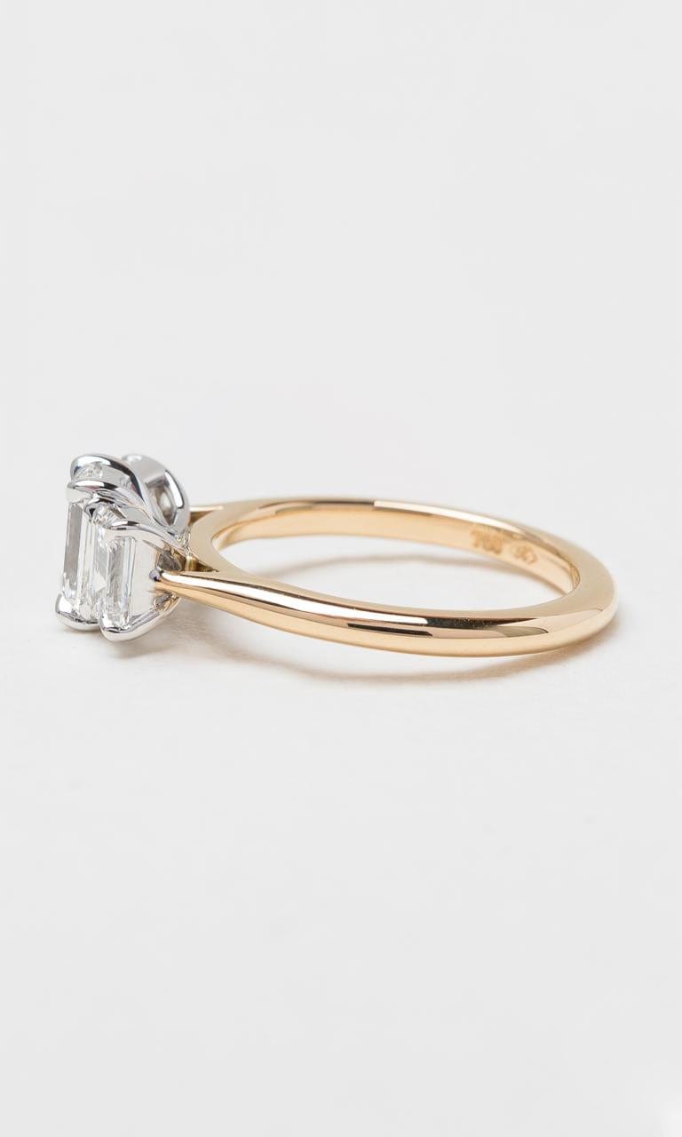 Hogans Family Jewellers 18K YWG 1.51ct TDW Emerald Cut Diamond Trilogy Ring