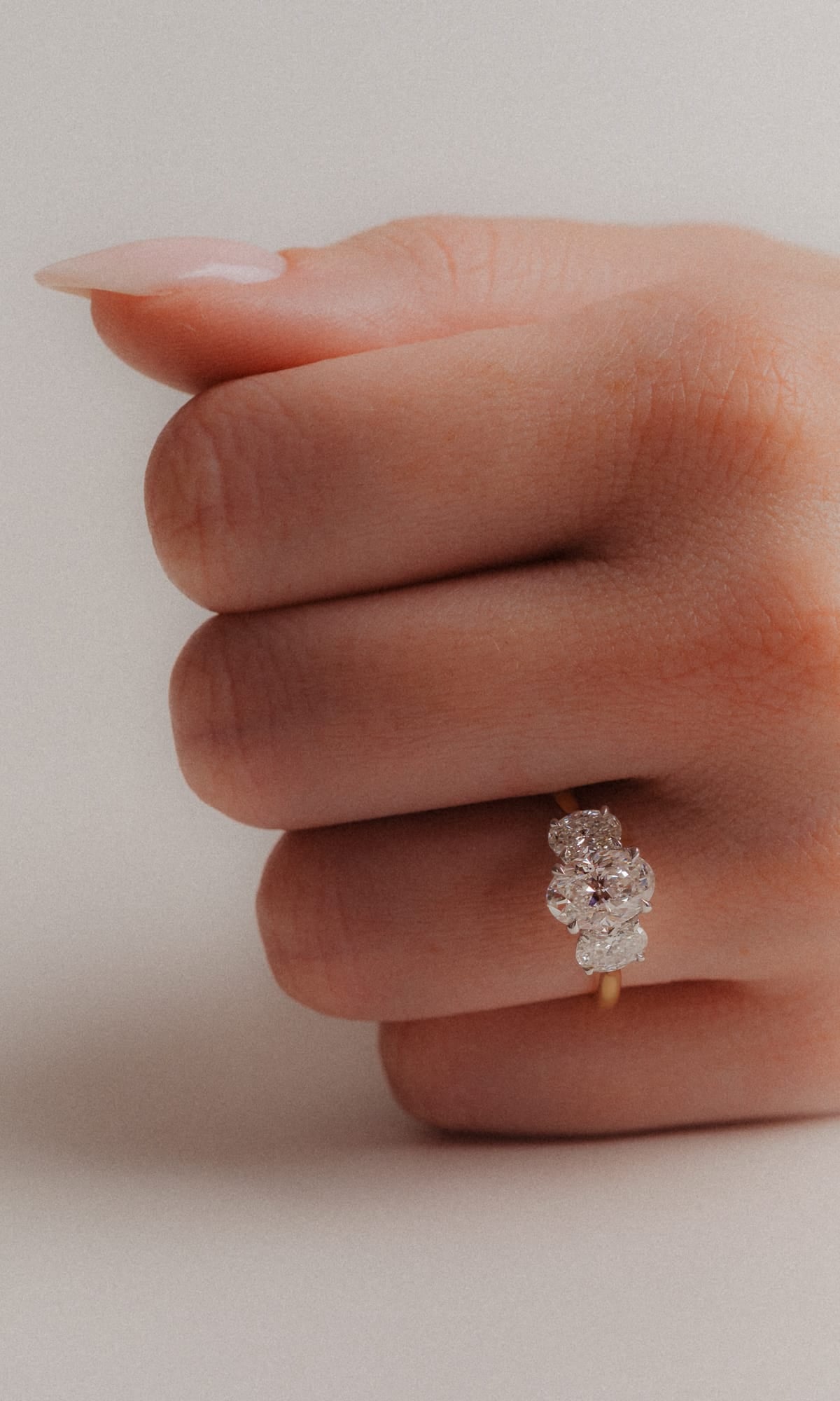 Hogans Family Jewellers 18K YWG 2.32ct TDW Oval Cut Diamond Trilogy Ring