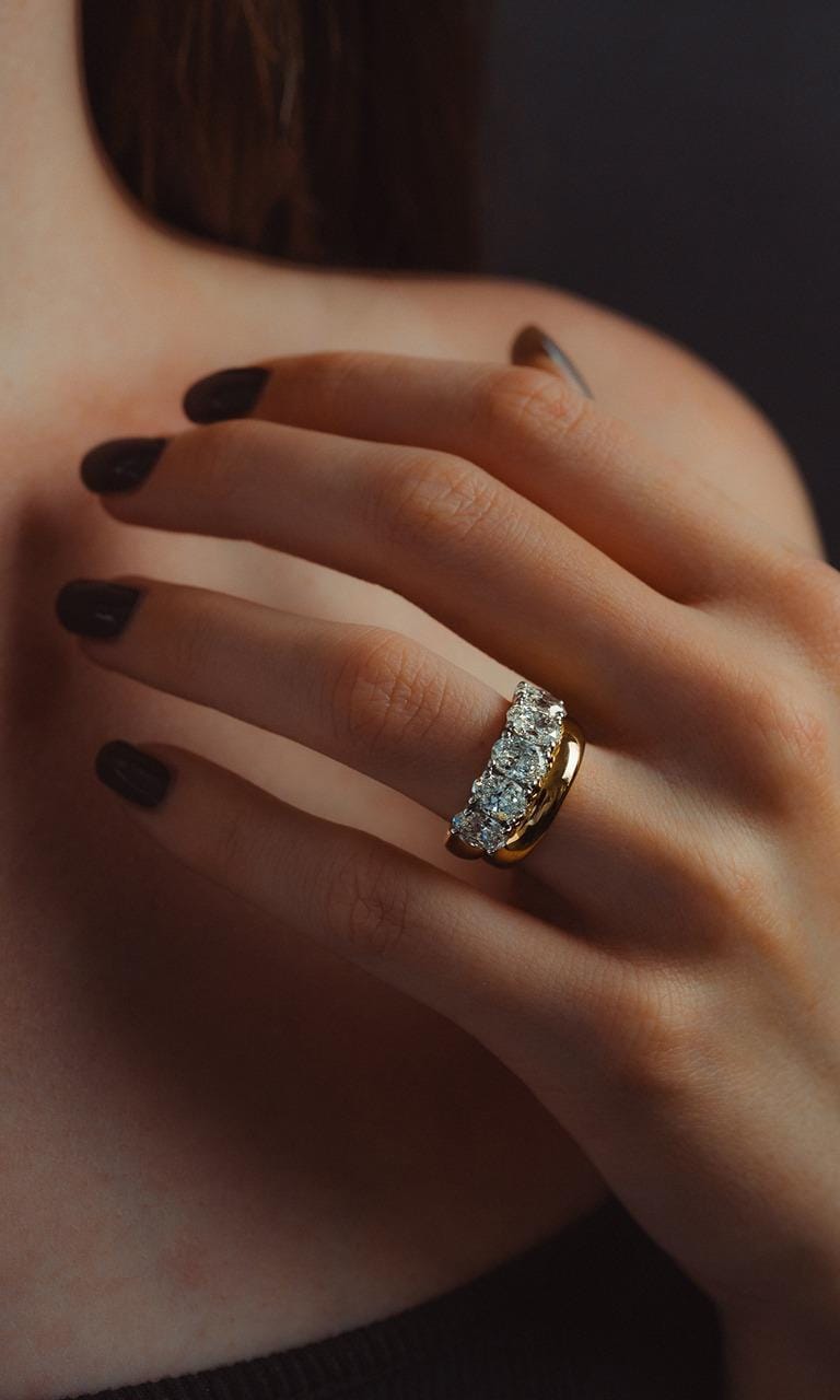 Hogans Family Jewellers 18K YWG 3.50ct TDW Oval Cut Diamond Five Stone Ring